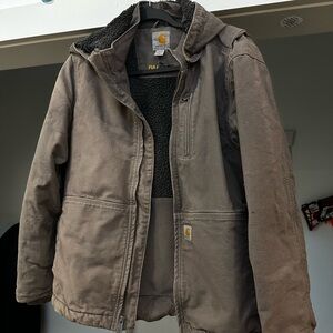 Carhartt Gray Utility Jacket Insulated Hooded Design. Size 8/10